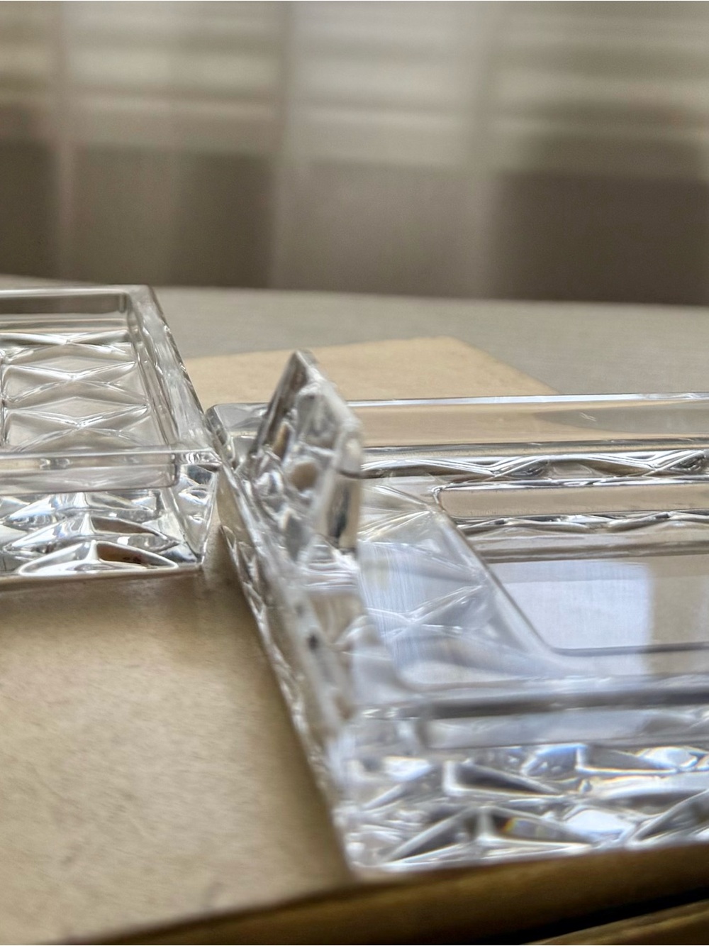 2 small Lenox Clear Crystal Czech Republic Faceted Rectangle Photo Vintage Frame - Picture 9 of 15